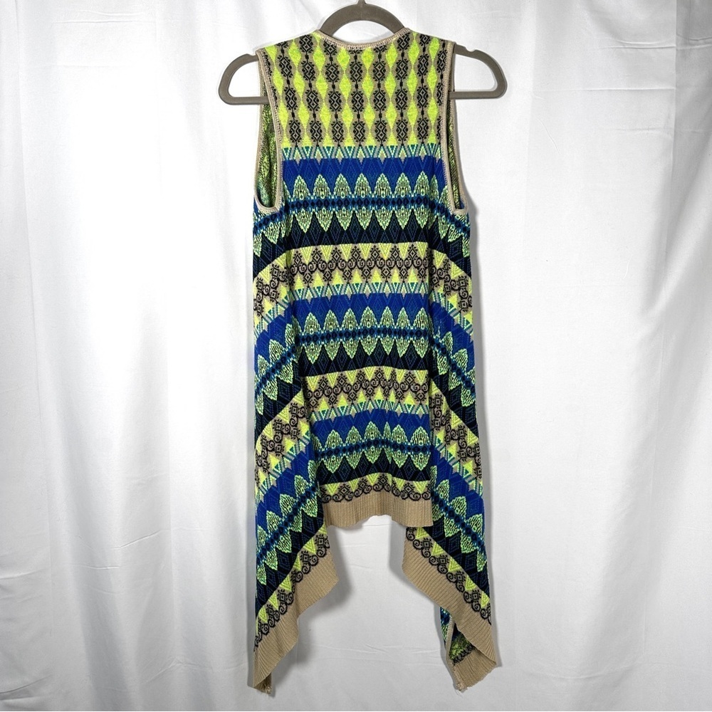 Say What? 2010s Vintage Knit Sweater Vest Neon Geometric Eclectic Grandpa M - Picture 5 of 7